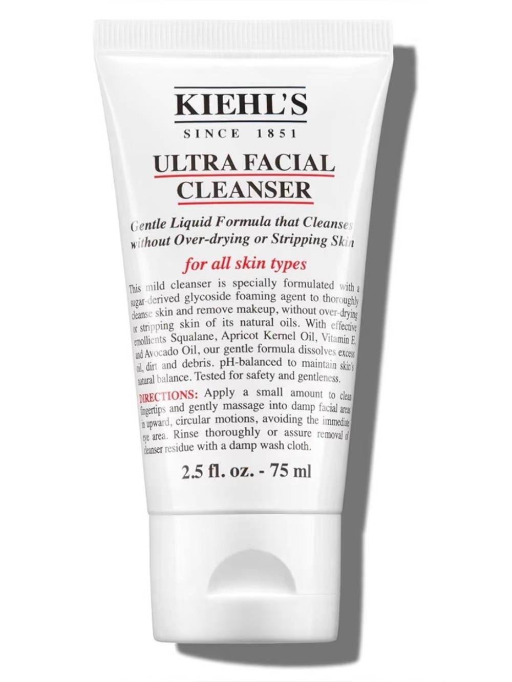 Kiehl's Ultra Facial Cleanser White Tube with Red and Black Text
